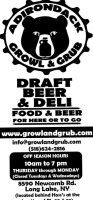 Adirondack Growl Grub menu