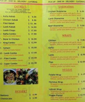 King Kabab menu