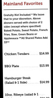 Crab Shack menu