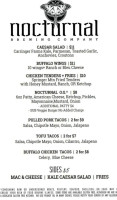 Nocturnal Brewing Company menu