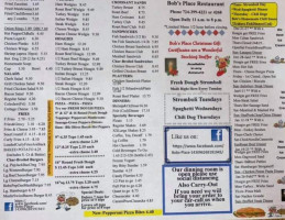 Bob's Place menu