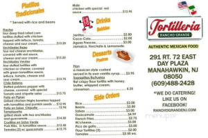 Tortilleria Rancho Grande menu