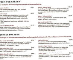 Ryan's Creek House menu