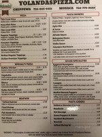 Yolanda's Pizza menu