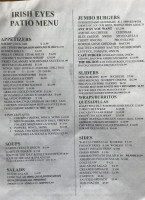 Irish Eyes Pub menu