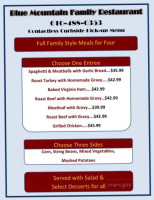 Blue Mountain Family menu