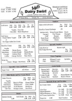 Schell's Dairy Swirl, Miniature Golf menu