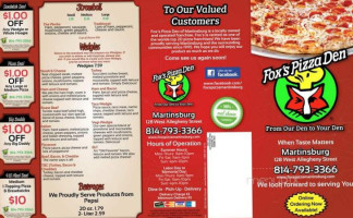 Martinsburg Pizza menu