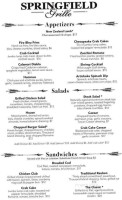 Springfield Grille menu