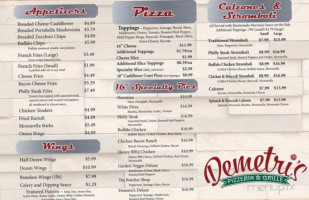 Demetri's Pizzeria Grille menu