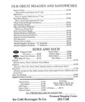 Santos Pizza menu