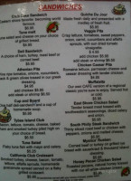 East Shore Cafe menu