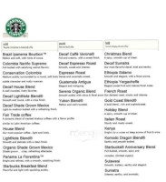 Starbucks menu