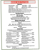 Ridge Run Tavern menu