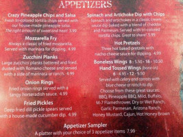 The Crazy Pineapple menu