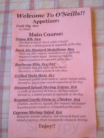 O'neills menu