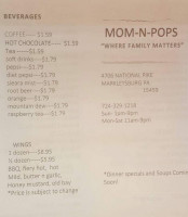 Mom N Pop's Cafe menu