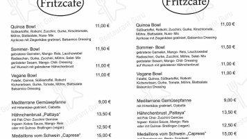 Fritzcafe menu