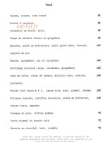 Cadence Paris menu