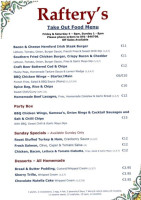 Rafterys Bar Restaurant menu