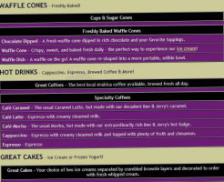 Ben Jerry's menu