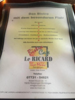 Le Ricard menu