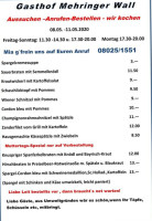 Gasthof Mehringer menu