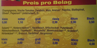 Jonny's Bistro & Pizzaservice menu