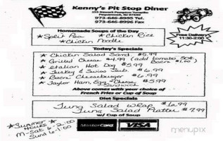 Kenny's Pit Stop menu