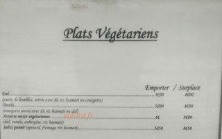 Les Délices Afghans menu