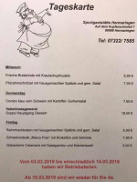 Sportgaststätte Hermaringen menu