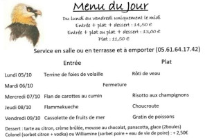 Auberge Du Gypaete Barbu menu