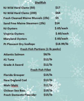 Seafood Treasures menu