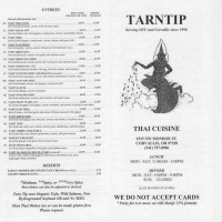 Tarn Tip Thai Cuisine menu