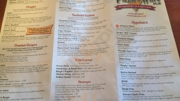 Burgh's Pizza Wing Pub menu