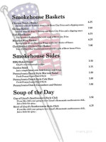 Smoke House Tavern menu