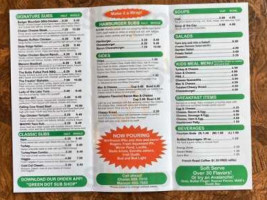 Green Dot Sub Shop menu