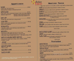 Senor Taco Mexican Grill menu