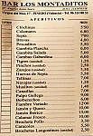 Los Montaditos, Pinedo menu