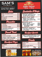 Sam's Grill menu