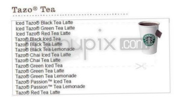 Starbucks menu