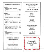 Santos Pizza menu