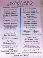 Aunt B's menu