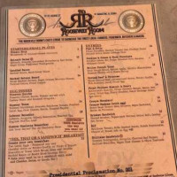 Pk’s Roosevelt Room menu