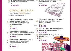 Santa Catrina menu