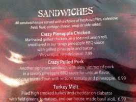 The Crazy Pineapple menu