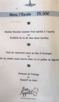 L'escale Garabit menu