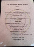 Cold Springs Inn Brewing Company menu