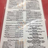 Cow Creek Mercantile/cafe menu