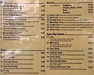 Pon Tohng Thai menu